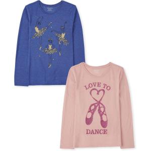 image:imageThe Childrens Place Girls UnicornsSportsButterflies Long Sleeve Graphic TShirts2 PackBallerinasLove to Dance