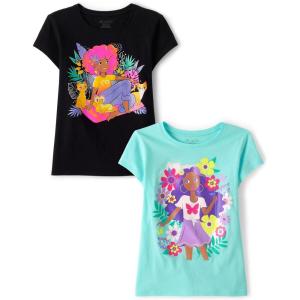 image:imageThe Childrens Place Girls UnicornsSportsButterflies Short Sleeve Graphic TShirts2 PackGirlGirl Flowers