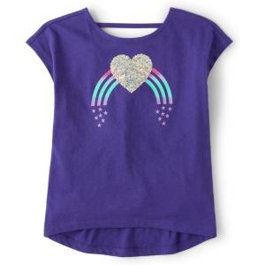 image:imageThe Childrens Place girls Short Sleeve Graphic High Low TopSolar Storm
