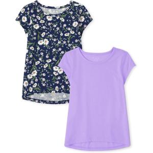image:imageThe Childrens Place girls Short Sleeve High Low TopMilky Way 2pack