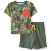 image:imageThe Childrens Place boys And Toddler Boys Short Sleeve Top and Shorts 2 Pc SetOlive Dino Set