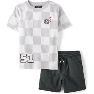 image:imageThe Childrens Place boys And Toddler Boys Short Sleeve Top and Shorts 2 Pc SetRace Car Gray