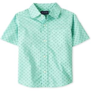 image:imageThe Childrens Place boys Short Sleeve Button Up ShirtAqua