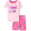 image:imageThe Childrens Place Girls 100 Cotton Sleeve Top and Shorts 2 Piece Pajama SetBow Pink