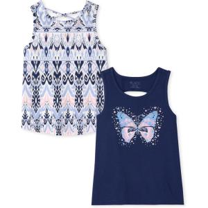 image:imageThe Childrens Place Girls Sleeveless Graphic Tank TopsMilky Way 2pack