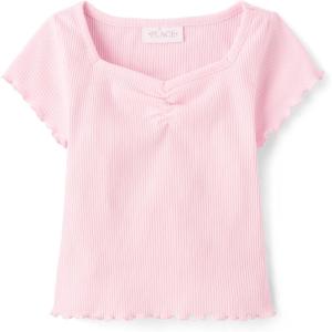 image:imageThe Childrens Place Girls Basic Short Sleeve Knit ShirtsCameo