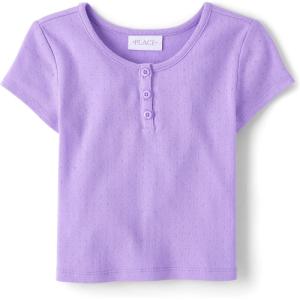 image:imageThe Childrens Place Girls Basic Short Sleeve Knit ShirtsDream Lilac
