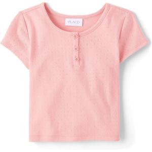 image:imageThe Childrens Place Girls Basic Short Sleeve Knit ShirtsFuzzy Pink