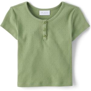 image:imageThe Childrens Place Girls Basic Short Sleeve Knit ShirtsMisty Glen