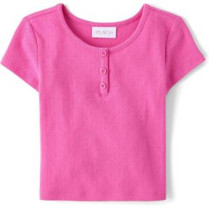 image:imageThe Childrens Place Girls Basic Short Sleeve Knit ShirtsPink Summer