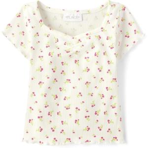 image:imageThe Childrens Place Girls Basic Short Sleeve Knit ShirtsSimply White