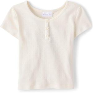 image:imageThe Childrens Place Girls Basic Short Sleeve Knit ShirtsWhite Daisy