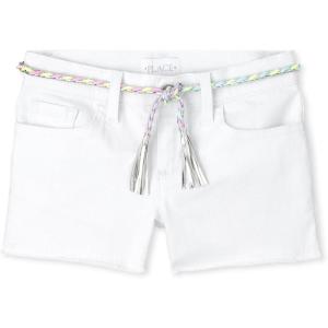 image:imageThe Childrens Place Girls Denim Shortie ShortsWhite Belted