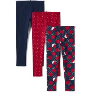 image:imageThe Childrens Place Girls Printed Leggings 2PackNavyRed DotApples 3pack