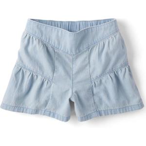 image:imageThe Childrens Place Girls Pull on Denim ShortsDream Wash Tiered