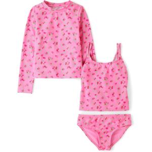 image:imageThe Childrens Place Girls Rashguard and Swimsuit SetNeon Pink 3piece