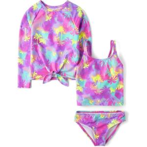 image:imageThe Childrens Place Girls Rashguard and Swimsuit SetPalm City Neon 3piece