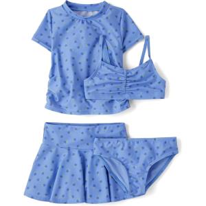 image:imageThe Childrens Place Girls Rashguard and Swimsuit SetSky Floral 4piece