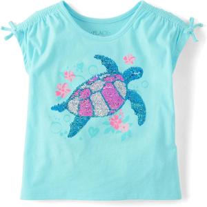 image:imageThe Childrens Place Girls Short Sleeve Flip Sequin TopsTurtle