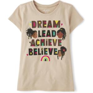 image:imageThe Childrens Place Girls Short Sleeve Graphic TShirtDream lead achieve believe