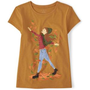 image:imageThe Childrens Place Girls Short Sleeve Graphic TShirtGirls Leaves
