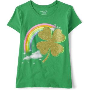 image:imageThe Childrens Place Girls Short Sleeve Graphic TShirtSt Patricks Day Shamrock