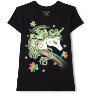 image:imageThe Childrens Place Girls Short Sleeve Graphic TShirtSt Patricks Day Unicorn
