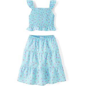 image:imageThe Childrens Place Girls Smocked Top and Skirt 2 Piece SetBubble Blue