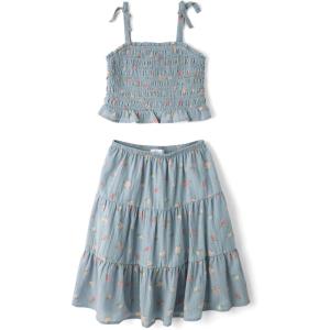image:imageThe Childrens Place Girls Smocked Top and Skirt 2 Piece SetDusty Robin