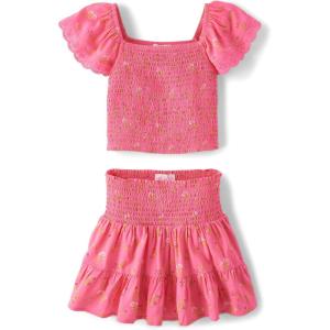 image:imageThe Childrens Place Girls Smocked Top and Skirt 2 Piece SetIn the Pink