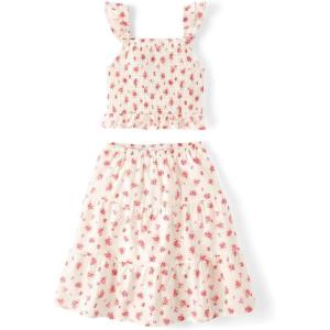 image:imageThe Childrens Place Girls Smocked Top and Skirt 2 Piece SetSimply White