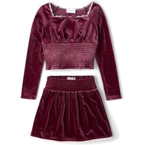 image:imageThe Childrens Place Girls Smocked Top and Skirt 2 Piece SetSugar Beet Velour