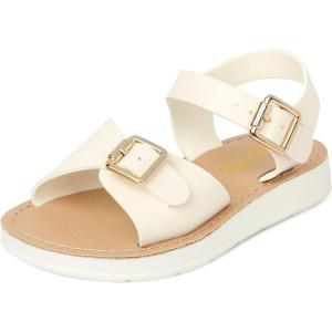 image:imageThe Childrens Place Baby Girls Baby Girls and Toddler Platform Sandals With Adjustable Ankle StrapWhite Flatform
