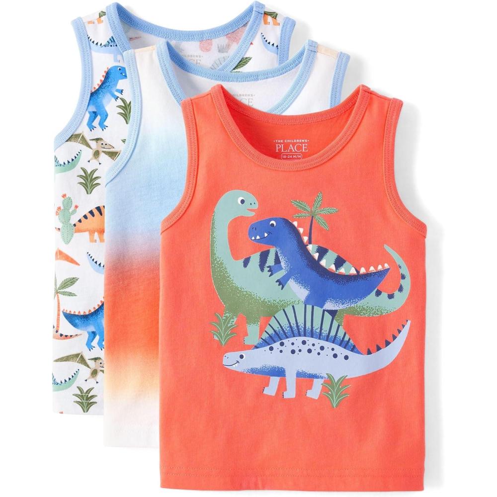 The Children’s Place Baby Boys’ and Toddler Assorted Tank Top(Dinos 3 ...