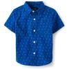 image:imageThe Childrens Place Baby Boys and Toddler Poplin Short Sleeve Button Down ShirtBlue Palm Geo