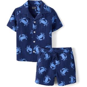 image:imageThe Childrens Place Baby Boys And Toddler Gauze Short Sleeve Shirt and Shorts 2 Piece OutfitTidal Crabs