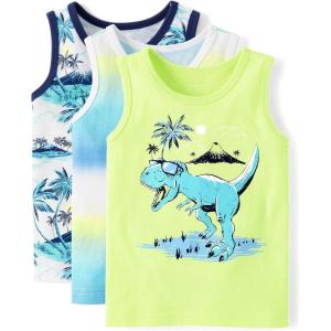 image:imageThe Childrens Place Baby Boys and Toddler Assorted Tank TopDinoTropicalMulti 3pack