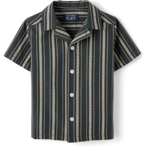 image:imageThe Childrens Place Baby Boys and Toddler Poplin Short Sleeve Button Down ShirtMotor Oil