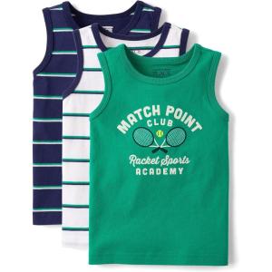 image:imageThe Childrens Place Boys and Toddler Assorted Sleeveless Tank TopsSoft White 3pack
