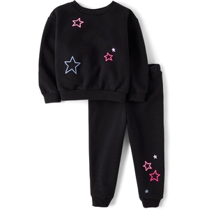 image:imageThe Childrens Place Baby Girls And Toddler Long Sleeve Active Shirt and Pant 2 Piece OutfitBlack Stars
