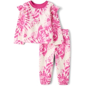 image:imageThe Childrens Place Baby Girls And Toddler Long Sleeve Active Shirt and Pant 2 Piece OutfitFuschia Tie Dye