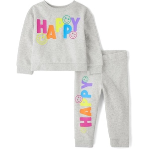 image:imageThe Childrens Place Baby Girls And Toddler Long Sleeve Active Shirt and Pant 2 Piece OutfitHappy