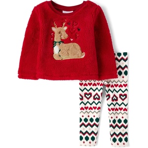 image:imageThe Childrens Place Baby Girls And Toddler Long Sleeve Active Shirt and Pant 2 Piece OutfitHoliday Reindeer Sherpa