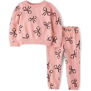 image:imageThe Childrens Place Baby Girls And Toddler Long Sleeve Active Shirt and Pant 2 Piece OutfitPink Kiss Bows