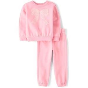 image:imageThe Childrens Place Baby Girls And Toddler Long Sleeve Active Shirt and Pant 2 Piece OutfitRose Pottery Bow