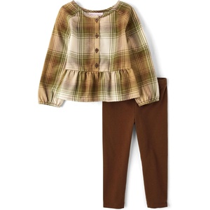 image:imageThe Childrens Place Baby Girls And Toddler Long Sleeve Active Shirt and Pant 2 Piece OutfitTruly Olive