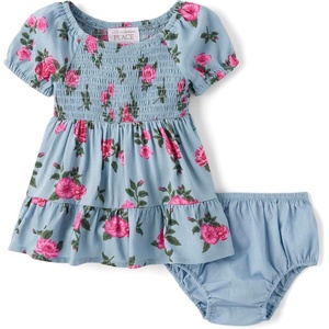 image:imageThe Childrens Place Baby and Toddler Girls Short Sleeve Casual DressesBlue Aura Ruffle