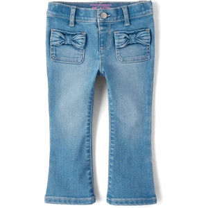 image:imageThe Childrens Place Baby Girls and Toddler Flare JeansLt Med Wash Bow Pocket