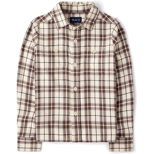 image:imageThe Childrens Place Boys Long Sleeve Plaid Flannel Button Up ShirtMoose Trail