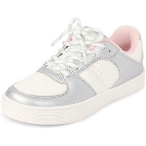 image:imageThe Childrens Place Girls Casual Lace Up Low Top SneakersSilver Colorblock
